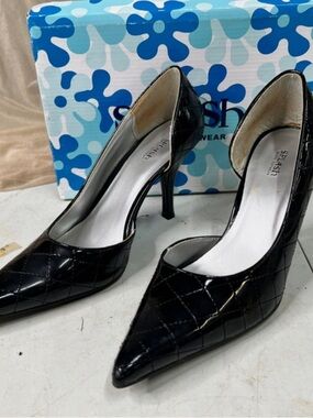 Splash Black Quilted Pointed-Toe Stiletto Heels